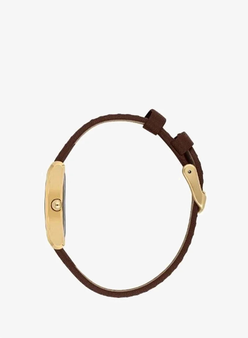 DANIEL KLEIN Women's Leather Gold Alloy Case Analog Silver Square Sunray Dial Japanese Quartz Premium 30 Meters Water Resistant