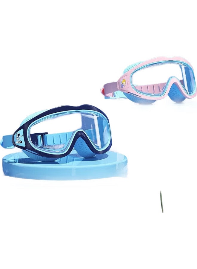Youyou Children'S Swimming Goggles And Cap, Waterproof Anti-Fog Swimming Pool Large Frame Goggles Four-Piece Set 61412, Little Elf - Image 1