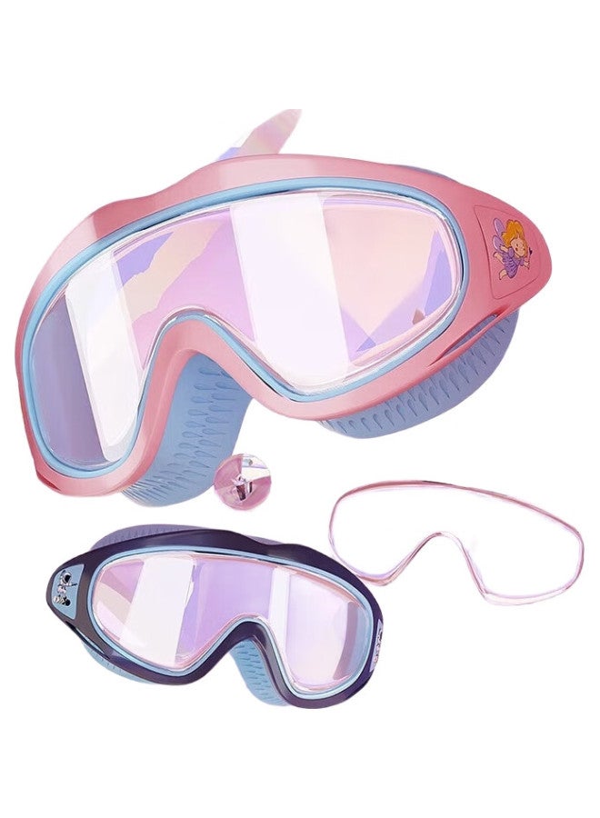 Youyou Children'S Swimming Goggles And Cap, Waterproof Anti-Fog Swimming Pool Large Frame Goggles Four-Piece Set 61412, Little Elf - Image 3