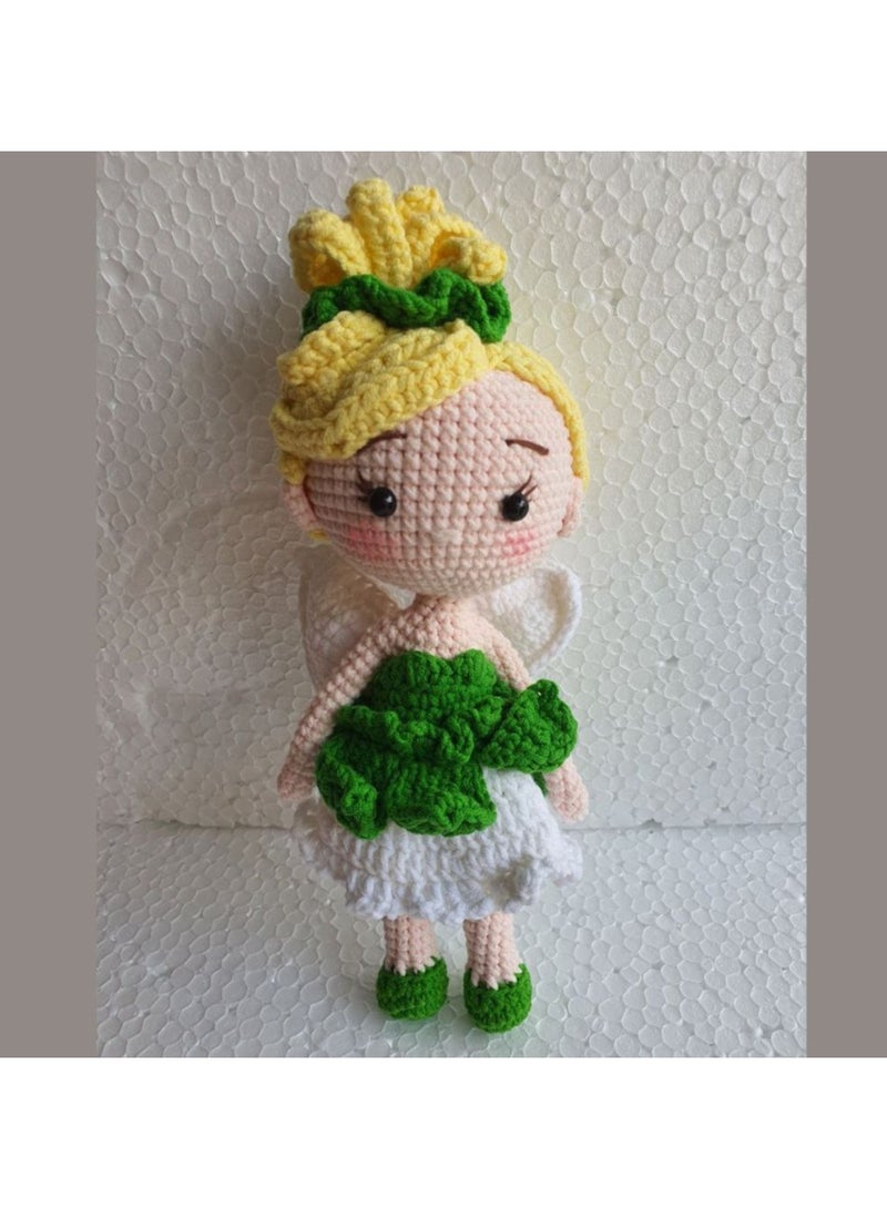 دمية جنية مصنوعة يدويًا من القطن الطبيعي – دمية أمigurumi بطول 25 سم كرفيقة نوم للأطفال والكبار - Image 4