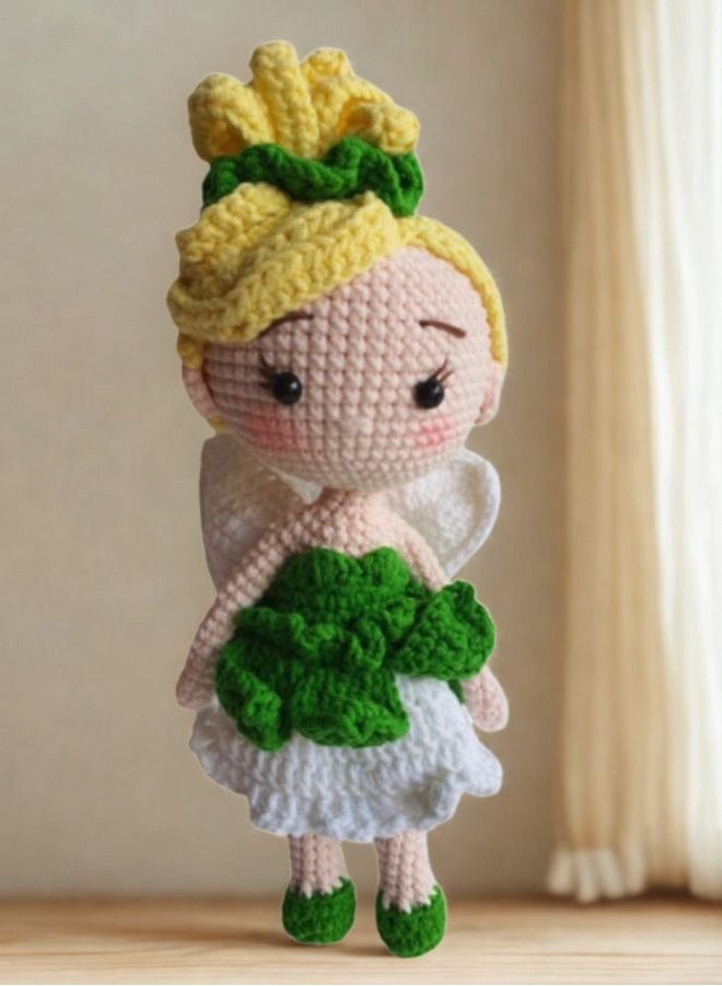 دمية جنية مصنوعة يدويًا من القطن الطبيعي – دمية أمigurumi بطول 25 سم كرفيقة نوم للأطفال والكبار - Image 2