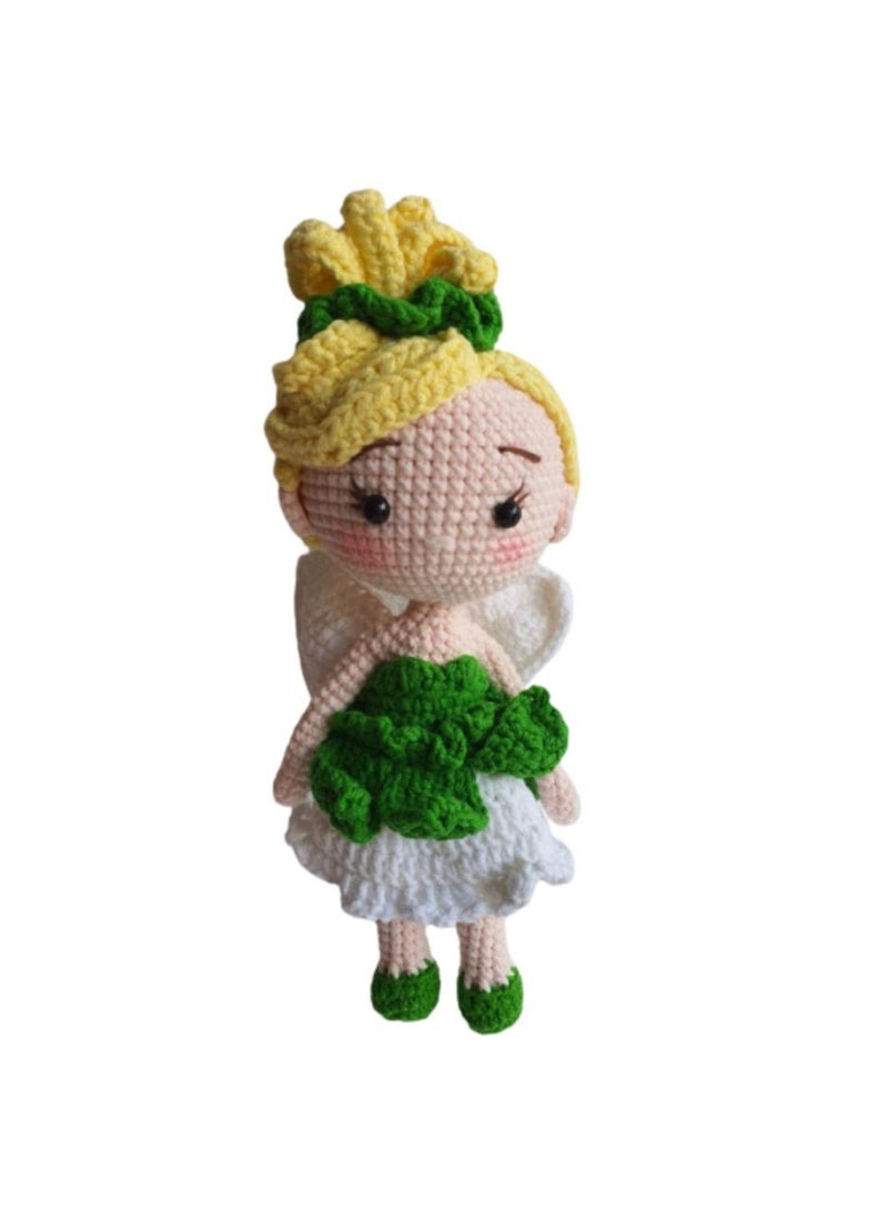 دمية جنية مصنوعة يدويًا من القطن الطبيعي – دمية أمigurumi بطول 25 سم كرفيقة نوم للأطفال والكبار - Image 5