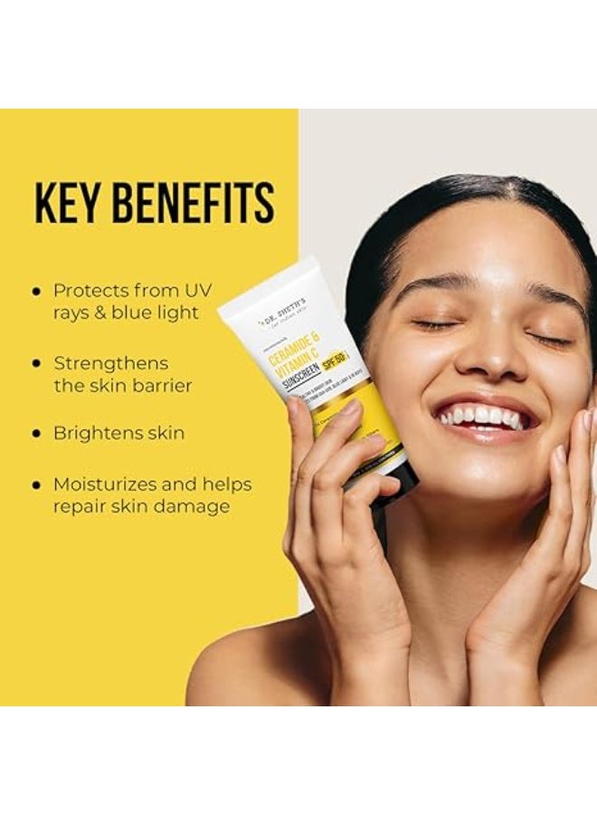 Dr. Sheth's Women & Men Ceramide & Vitamin C Sunscreen For All Skin Types Spf 50+ Pa+++|For Deep Moisturization|Non-Greasy,Quick-Absorbing|Zero White Cast|&|Uva Uvb Sun Protection|80G,Pack Of 1 - Image 4