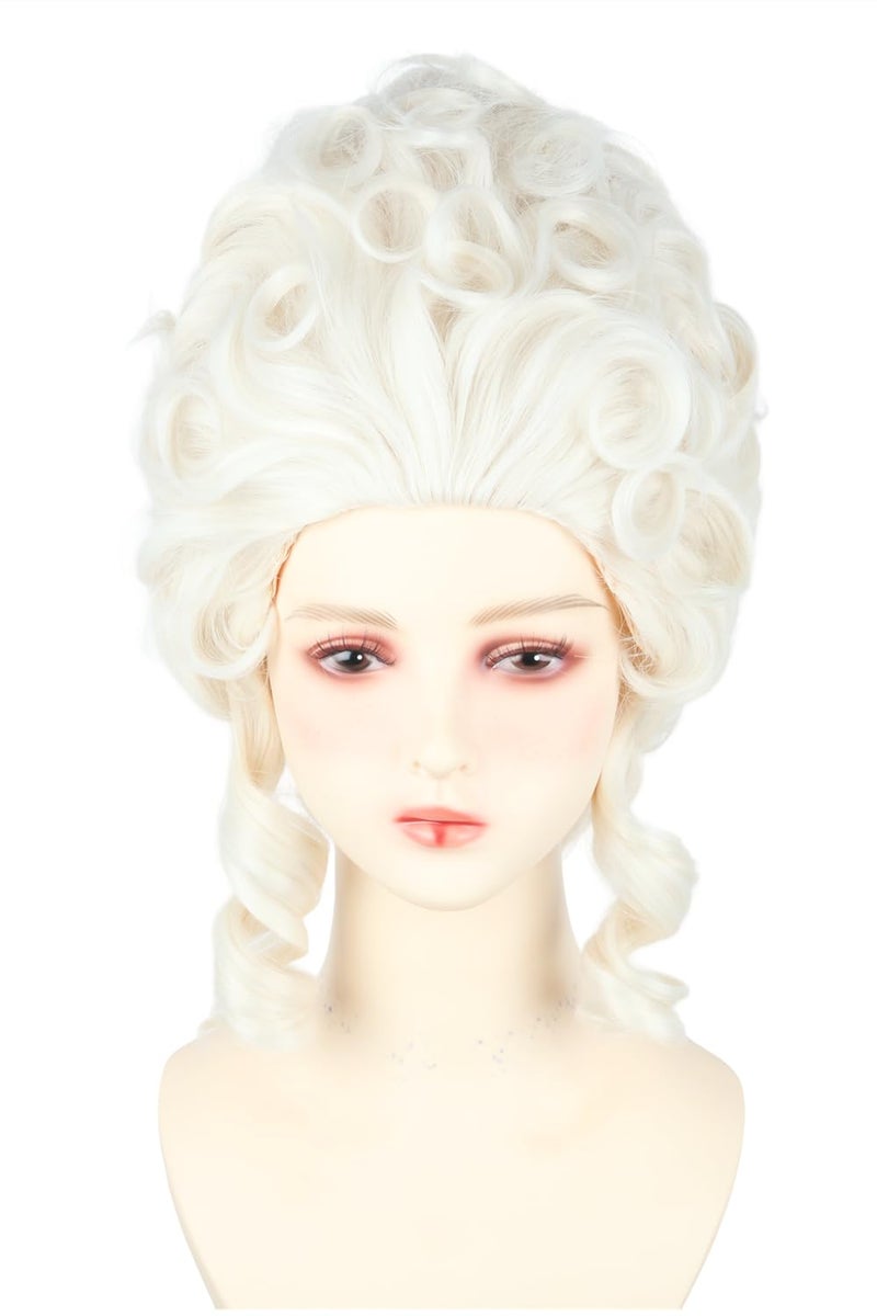 LeMarnia Colonial Wigs for Women Platinum Blonde Victorian Court Vintage Wig Baroque Fluffy Beehive Wigs Halloween Costume Party Dress Wig