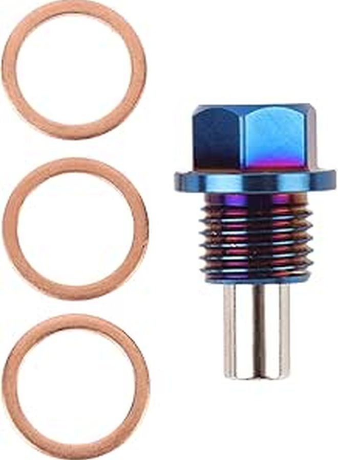 M14 x 1 5 Magnetic Titanium Engine Oil Drain Plug Bolt Nut with 3 Gaskets for Vehicle - Image 1