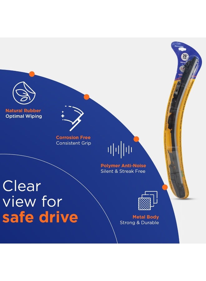 Vision X 20 Inch Flat Wiper Blades Universal Fit All Weather Windshield Wipers with 10 Adapters Frameless Design Streak Free Cleaning Pack of 2 - Image 5