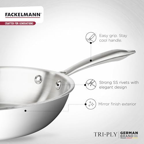 Fackelmann 22 cm Frying Pan, Triply | with Lid | German Quality | Energy-Efficient Fry Pan | Non-Toxic | Even Heating | Ideal for All Cooktops | Hassle-Free Maintenance | 5 Year Warranty - Image 2