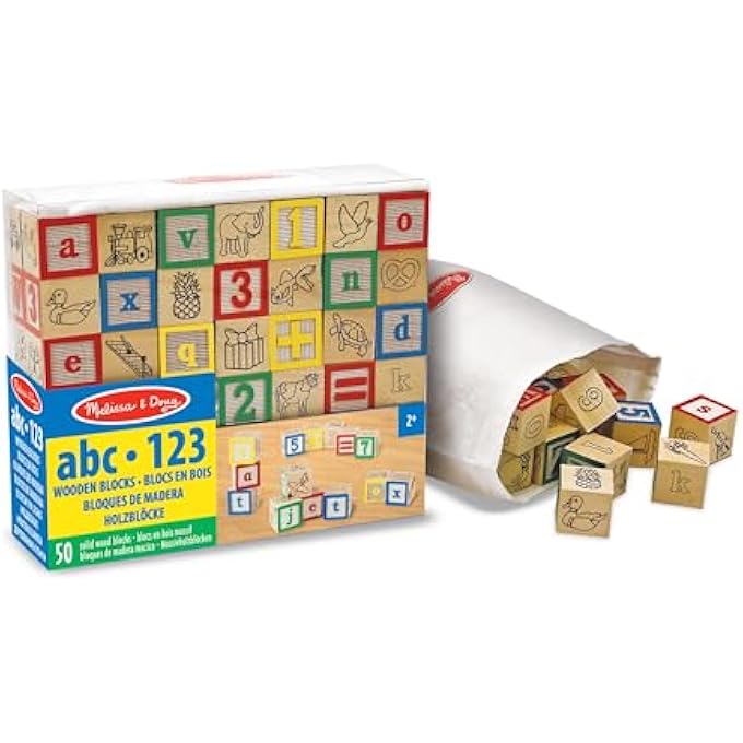 ABC-/123-BLÖCKE (LC) AUS HOLZ | ENTWICKLUNGSFÖRDERNDES SPIELZEUG | BLÖCKE, BAUEN UND VERSCHACHTELN | 2+ | GESCHENK FÜR JUNGEN ODER MÄDCHEN - Image 1
