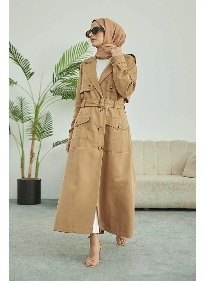 Neways 6625-BELTED Trench Coat Dark Beige