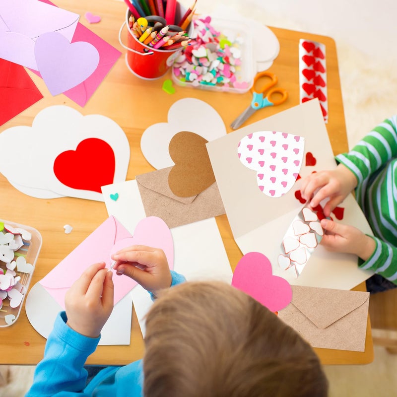 Quera 60Pack Blank Heart Shaped Cutout DIY Greeting Cards for Valentine's Day and Anniversary, Envelopes Included, 6Colors, 4 x 6 Inches - Image 4