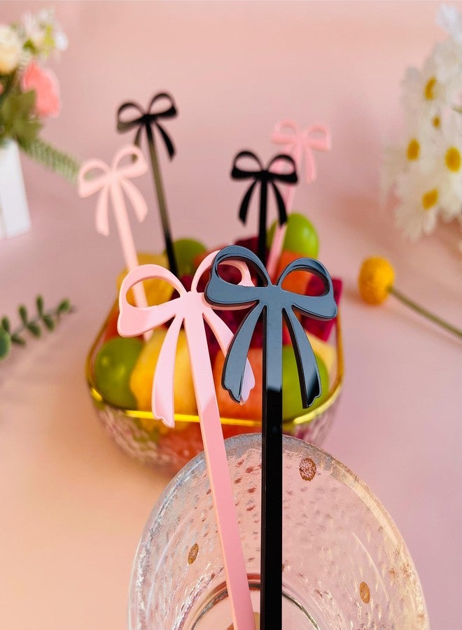 XMZY Pink Bow Cocktail Picks 20PCS Cute Fruit Skewers Fancy Toothpicks for Appetizers Drinks Sandwich Cupcake Dessert Food Bowknot Sticks for Coquette Party Decorations (Pink) - Image 2
