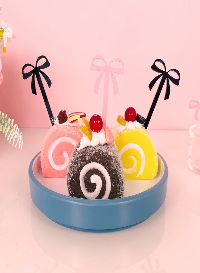 XMZY Pink Bow Cocktail Picks 20PCS Cute Fruit Skewers Fancy Toothpicks for Appetizers Drinks Sandwich Cupcake Dessert Food Bowknot Sticks for Coquette Party Decorations (Pink) - Image 4