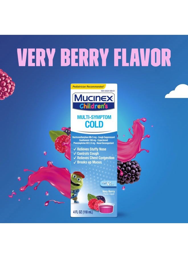 MUCINEX Children's Multi-Symptom Cold Medicine, Kids Cough Medicine, Mucinex Kids Medicine/Decongestant with Dextromethorphan HBr, Guaifenesin, Phenylephrine HCl, Very Berry Flavor Liquid, 4 Fl Oz  - Image 5
