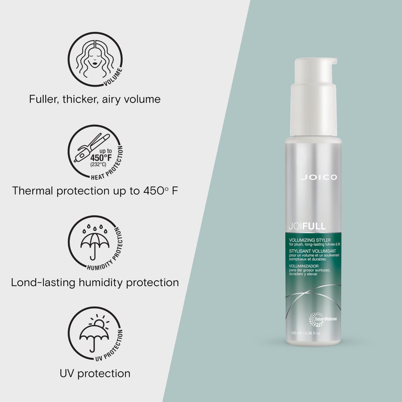 Joico JoiFULL Volumizing Styler | For Fine, Thin Hair | Add Instant Body | Long-Lasting Volume & Texture | Protect Against Pollution | With Rice Protein & Bamboo Extract | 3.38 Fl Oz - Image 2
