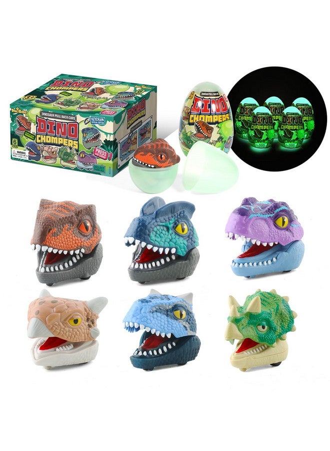 DINOBROS DINOBROS Dinosaur Surprise Egg Toys - 6 Pack Dino Eggs with Pull Back Cars and Chomping Action - Dinosaur Figures Easter Eggs for Kids 3-7, Perfect Easter Basket Stuffers - Image 1