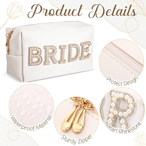 Shyyween 5 Pcs Bridal Gift Set Bride Makeup Bag I Do Bride Slippers Claw Hair Clip and Hairpins Accessories Wedding Engagement Gift Shower for Bridal Engagement Bachelorette Party - Image 3