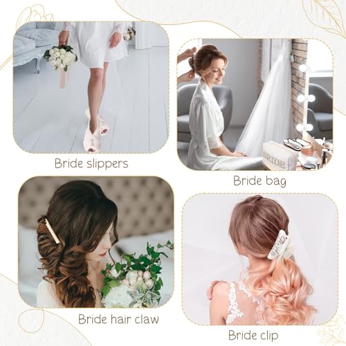 Shyyween 5 Pcs Bridal Gift Set Bride Makeup Bag I Do Bride Slippers Claw Hair Clip and Hairpins Accessories Wedding Engagement Gift Shower for Bridal Engagement Bachelorette Party - Image 5
