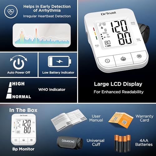 Dr Trust (USA) ICheck Fully Automatic Digital Blood Pressure Monitor Machine with MDI Technology, Large Display Cuff,Accurate BP Monitor for Home Use (White) – Model 116 - Image 5