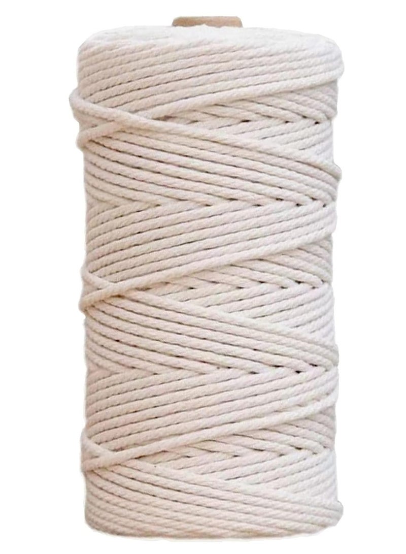 بريميفي حبل من القطن الأبيض بطول 3 مم، حبل قطني طويل متين طبيعي (3 مم × 100 متر) - Image 1