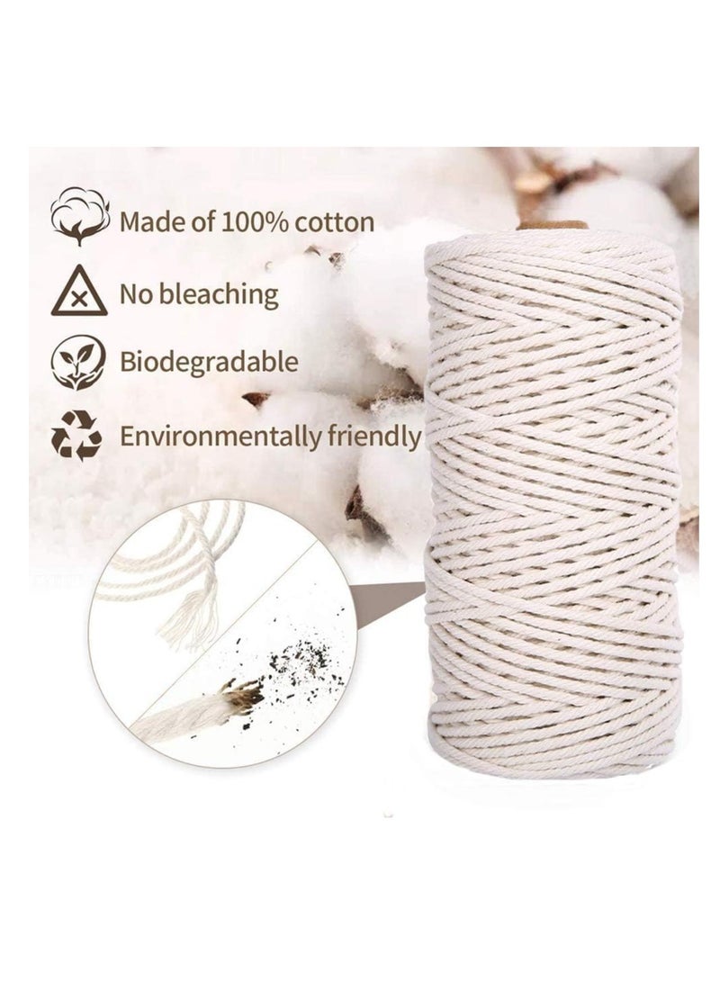 بريميفي حبل من القطن الأبيض بطول 3 مم، حبل قطني طويل متين طبيعي (3 مم × 100 متر) - Image 3