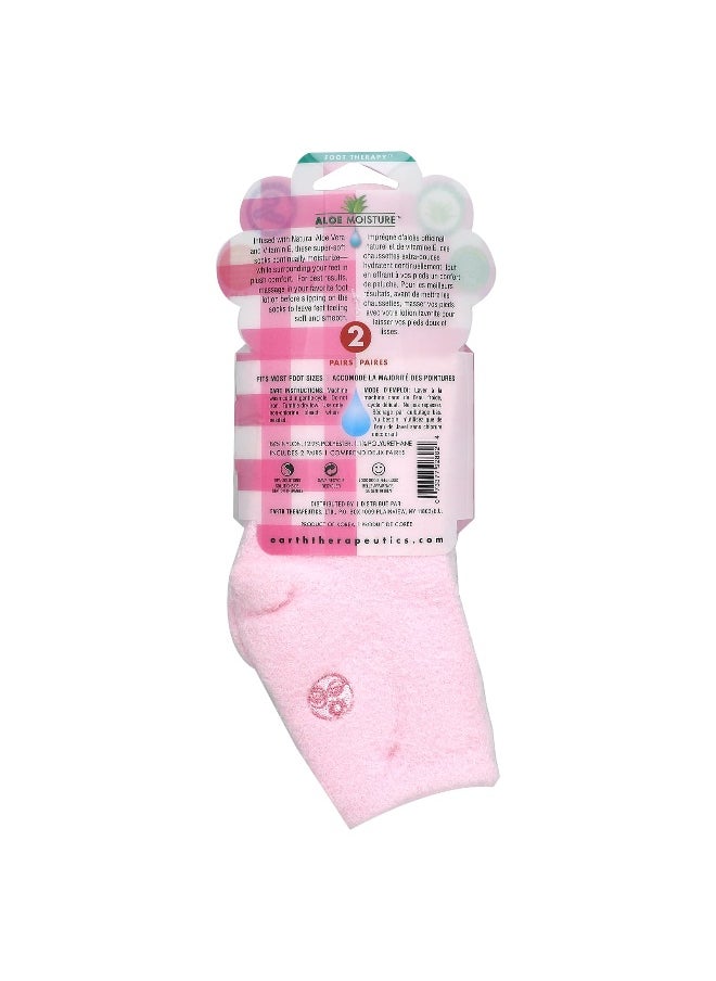 Earth Therapeutics - Earth Therapeutics, Aloe Moisture, Aloe Socks, Pink and White, 2 Pairs - Image 1