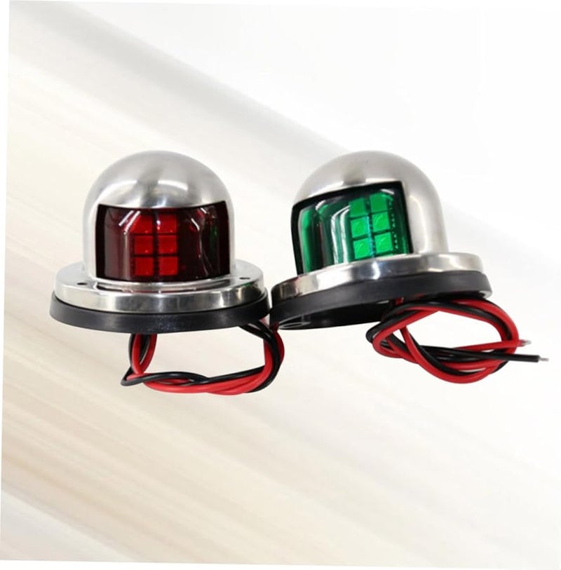 304 Stainless Steel Waterproof LED Navigation Signal Lights Red Pair for Boats Yacht Dinghy - Image 3