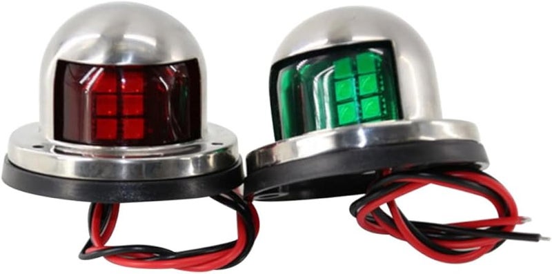 304 Stainless Steel Waterproof LED Navigation Signal Lights Red Pair for Boats Yacht Dinghy - Image 1