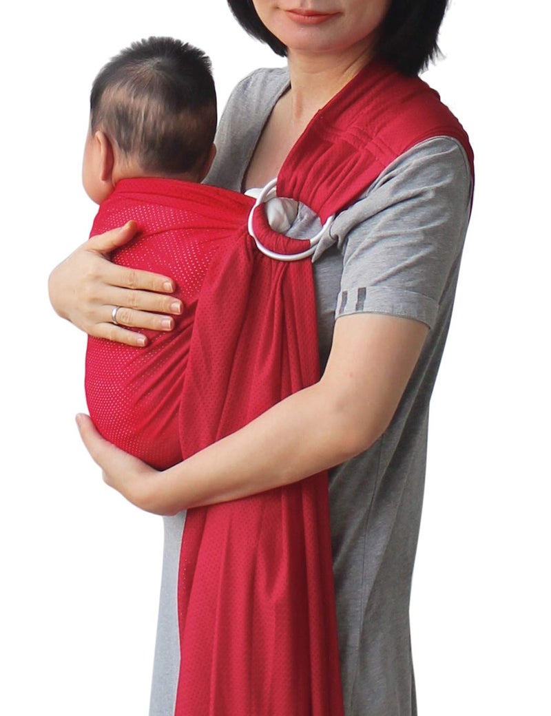 Vlokup Baby Water Ring Sling Carrier | Lightweight Breathable Mesh Baby Wrap for Infant, Newborn, Kids and Toddlers | Perfect for Summer, Swimming, Pool, Beach | Great for Dad Too Red - Image 5