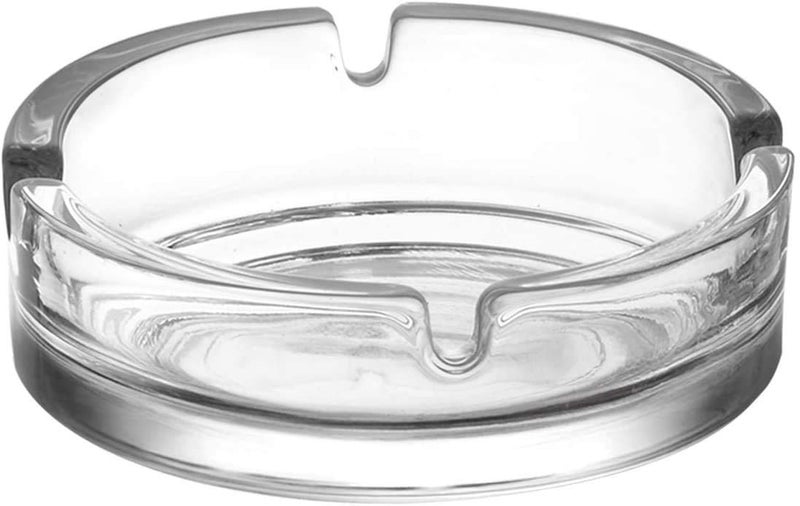 VILON Crystal Clear Glass Ashtray - Smoke Collectible for Cigarettes and Cigars, Home, Car, or Office Use, Tabletop Ashtray, Indoor and Outdoor, Desktop Smoking Accessory (ROUND ASHTRAY) - Image 1