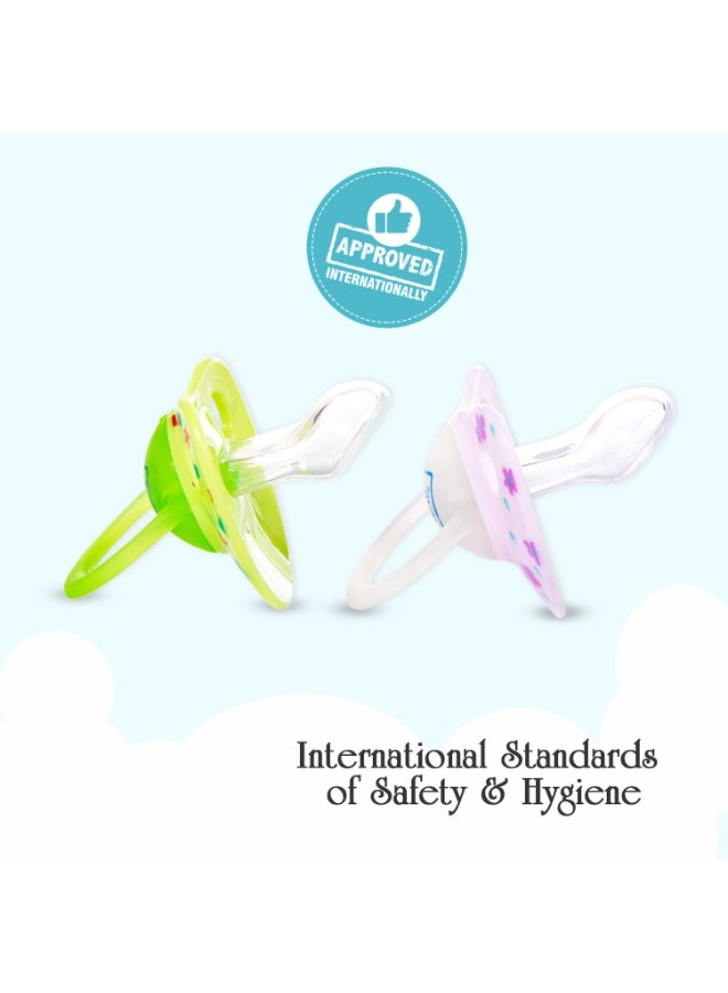 Mee Mee Baby Pacifier Pack of 2 | Ultra Light & Soft Silicone Orthodontic Design Nipple for Oral Stimulation | BPA-Free | Easy to Clean | Suitable for Infants | (Green & Pink) - Image 4
