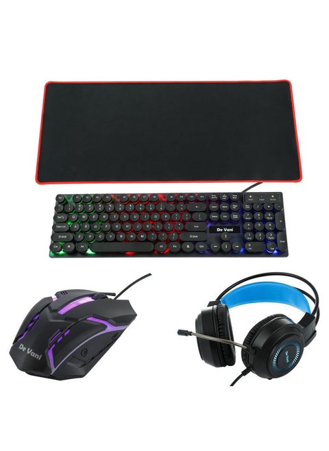 4-In-1 Combo set Keyboard And Mouse with Headphone and Mouse pad