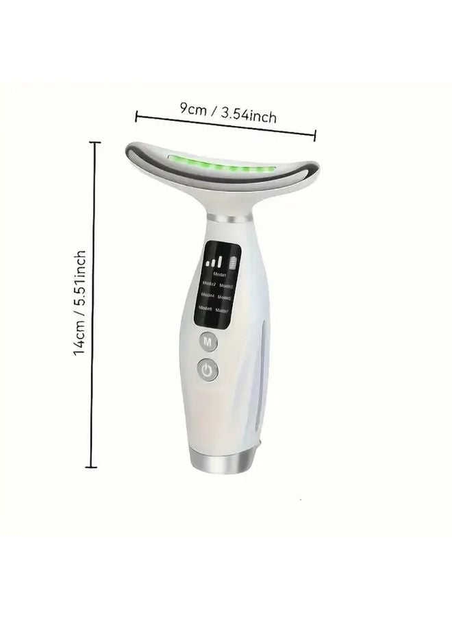 مساج الوجه والرقبة الأبيض - 7 أوضاع - شحن عبر USB - للاستخدام المنزلي - استرخاء الوجه والجسم - هدية عيد الأم - Image 5