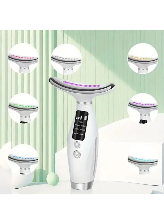 مساج الوجه والرقبة الأبيض - 7 أوضاع - شحن عبر USB - للاستخدام المنزلي - استرخاء الوجه والجسم - هدية عيد الأم - Image 2