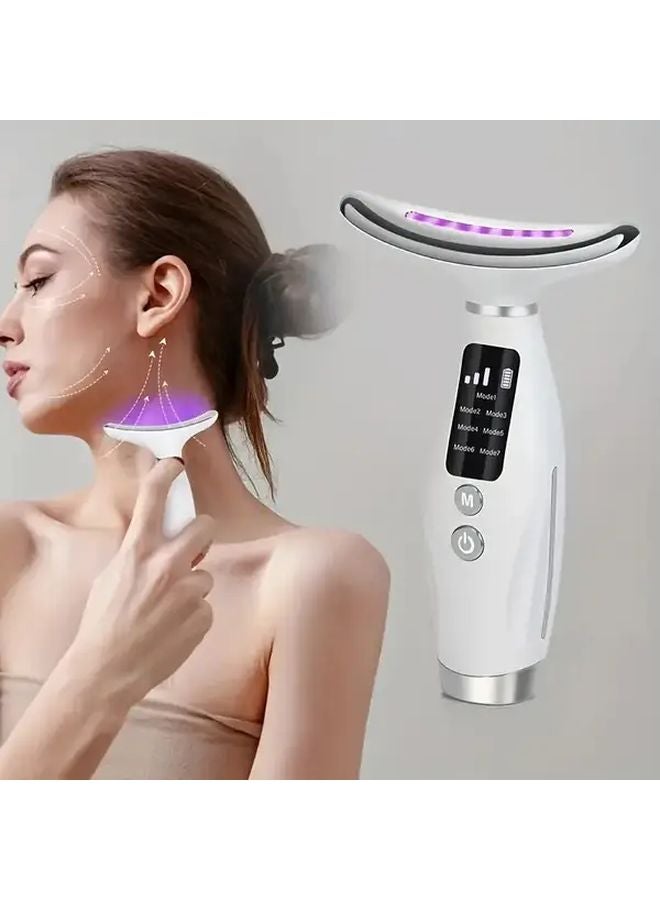 مساج الوجه والرقبة الأبيض - 7 أوضاع - شحن عبر USB - للاستخدام المنزلي - استرخاء الوجه والجسم - هدية عيد الأم - Image 4