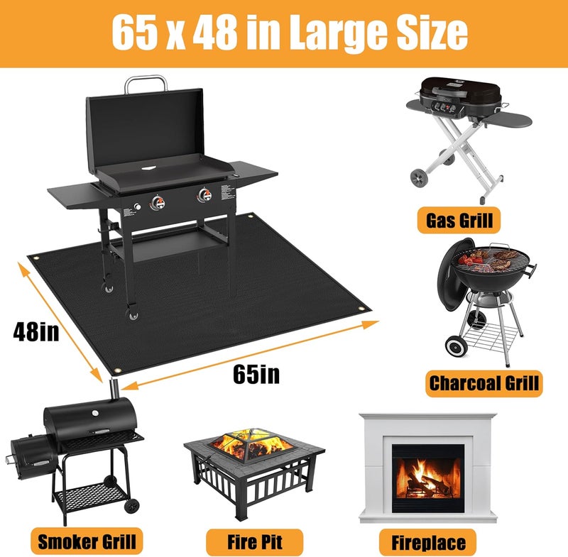 Amerbro 65 x 48 in Under Grill Mats for Outdoor Grill - Fireproof Grill Mats for Charcoal Grill, Gas Grill, Smoker, Extra Large Grill Mat Protect Deck and Grass Compatible with Blackstone,Weber,Royal Gourmet - Image 5