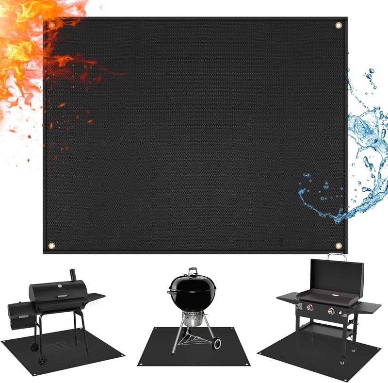 Amerbro 65 x 48 in Under Grill Mats for Outdoor Grill - Fireproof Grill Mats for Charcoal Grill, Gas Grill, Smoker, Extra Large Grill Mat Protect Deck and Grass Compatible with Blackstone,Weber,Royal Gourmet - Image 1