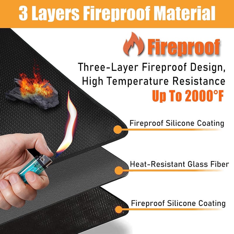 Amerbro 65 x 48 in Under Grill Mats for Outdoor Grill - Fireproof Grill Mats for Charcoal Grill, Gas Grill, Smoker, Extra Large Grill Mat Protect Deck and Grass Compatible with Blackstone,Weber,Royal Gourmet - Image 2