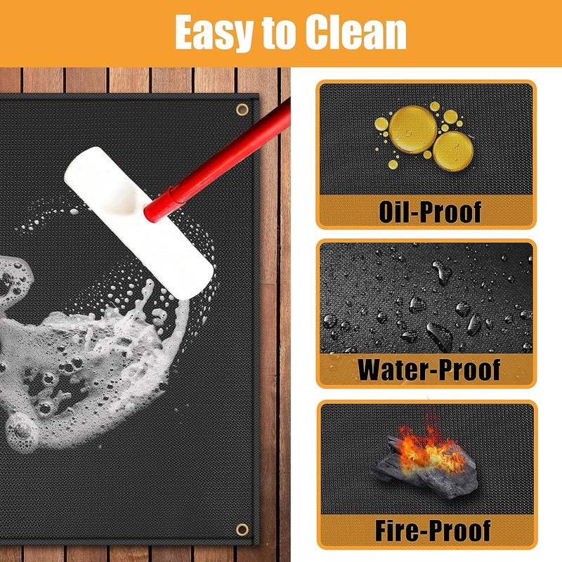 Amerbro 65 x 48 in Under Grill Mats for Outdoor Grill - Fireproof Grill Mats for Charcoal Grill, Gas Grill, Smoker, Extra Large Grill Mat Protect Deck and Grass Compatible with Blackstone,Weber,Royal Gourmet - Image 4