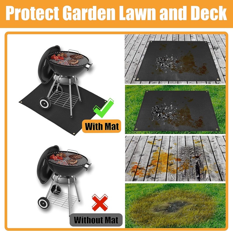 Amerbro 65 x 48 in Under Grill Mats for Outdoor Grill - Fireproof Grill Mats for Charcoal Grill, Gas Grill, Smoker, Extra Large Grill Mat Protect Deck and Grass Compatible with Blackstone,Weber,Royal Gourmet - Image 3