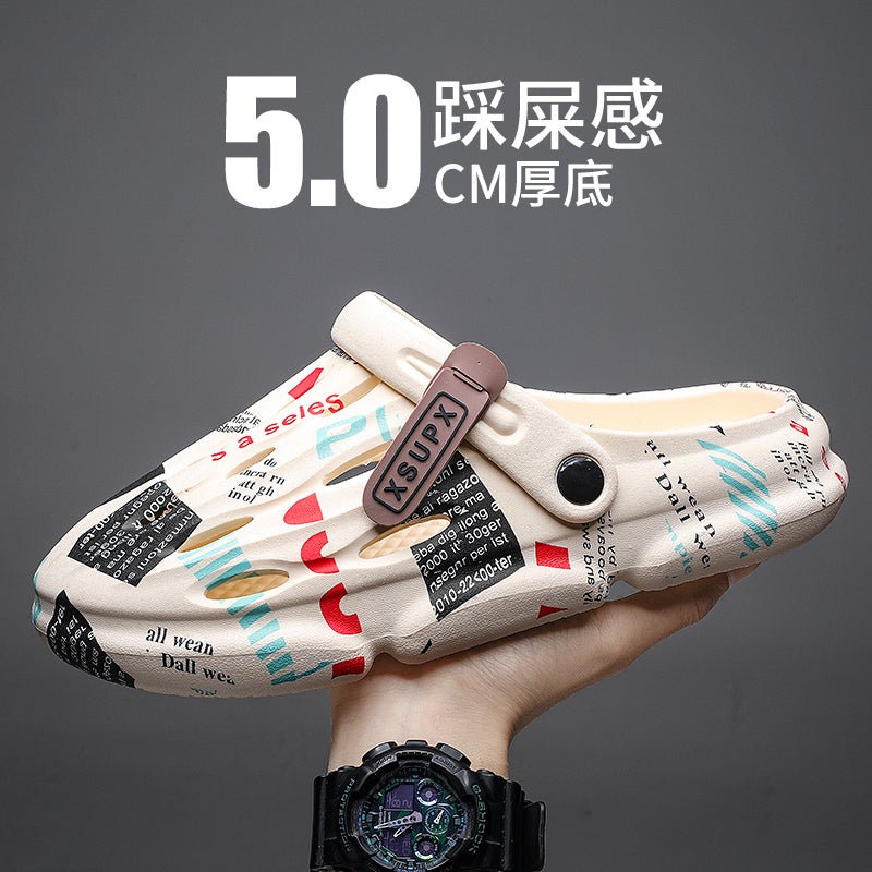 Internet Celebrity Croc Shoes Men'S Summer Outerwear Sports Toe-Toe Sandals Men'S Outdoor Beach Slippers - Image 3