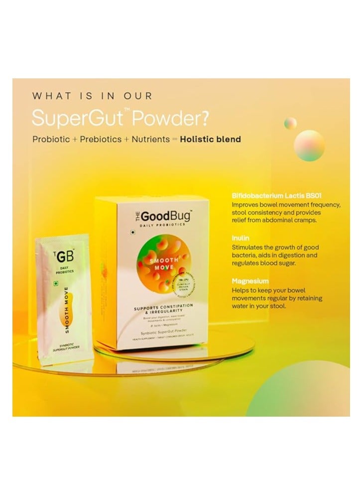 The Good Bug Smooth Move SuperGut Powder for Constipation Relief & Bowel Movement | Pre & Probiotic Supplement for Men & Women | 1 Billion CFU of Clinically Proven Strains | 60 Days Pack - Image 3
