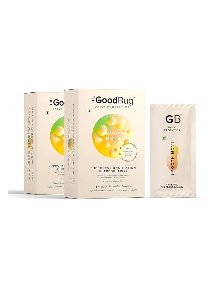 The Good Bug Smooth Move SuperGut Powder for Constipation Relief & Bowel Movement | Pre & Probiotic Supplement for Men & Women | 1 Billion CFU of Clinically Proven Strains | 60 Days Pack - Image 1