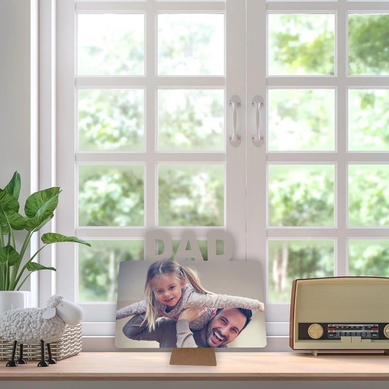 Unique Engraved Wooden Dad Photo Frame White Wood Wall Mount and Tabletop Display with Support Bracket for Father’s Day - Image 3
