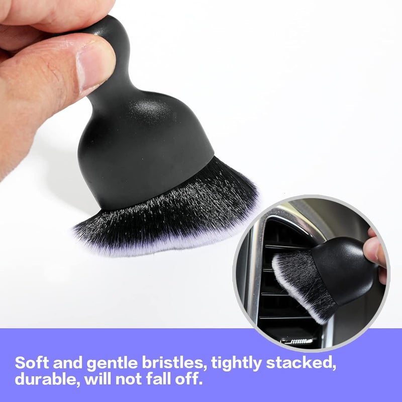 AOCISKA Car Interior Detailing Brush,Soft Bristle Cleaning Brush Car Detailing Brush Dusting Brush,Car Interior Cleaning Tool,Auto Detail Brush Car Dash Duster Brush (Black&White) - Image 2