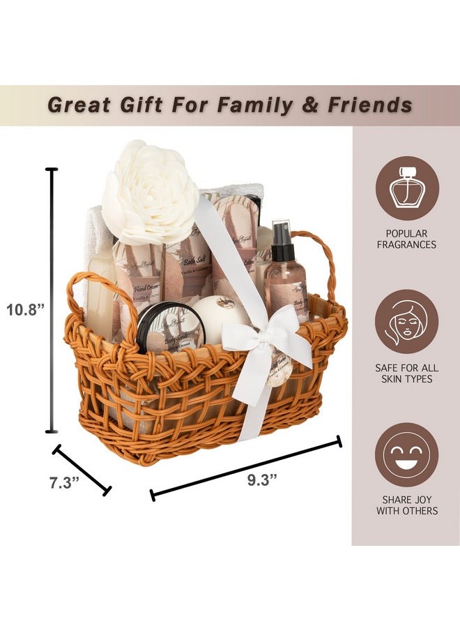 Aqua Elegante - Spa Baskets For Womenluxury Bath Set With Coconut & Vanillaspa Kit Includes Wash Bubble Bath Lotion Bath Salts Body Scrub Body Spray Shower Puff Bathbombs Soap And Towel - Image 1