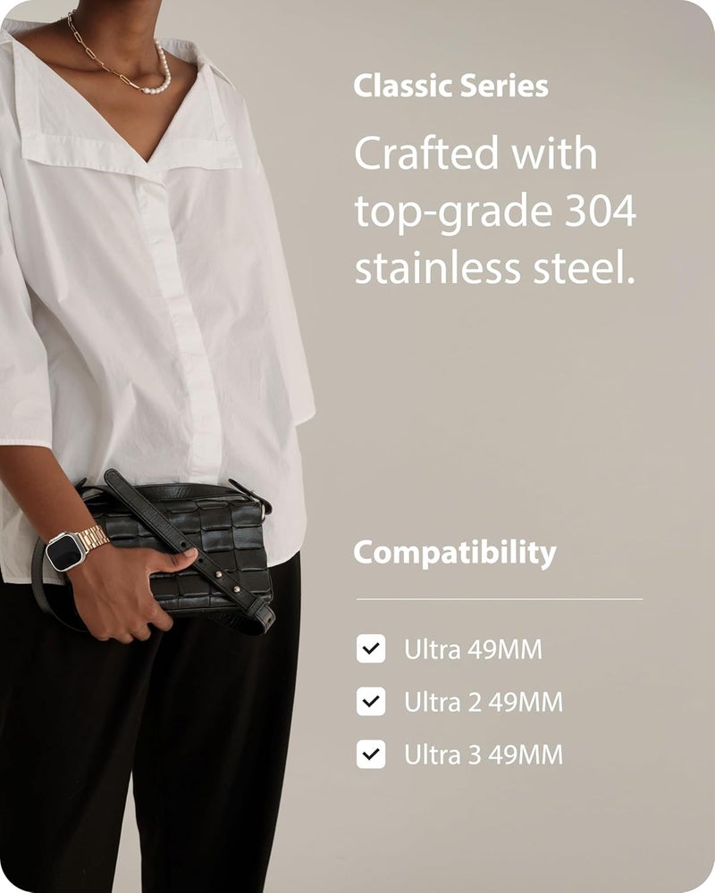 Fullmosa Metal Band with Case Compatible with Apple Watch Strap 49mm 46mm 45mm 44mm 42mm 41mm 40mm 38mm, Steel Apple Watch Band for iWatch Ultra3/2/1 SE3/SE2/SE Series 11/10/9/8/7/6/5/4/3/2/1 - Image 3