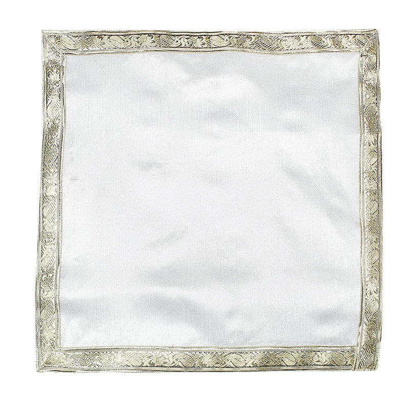 Generic My God Gift Puja Aasan Cloth Puja Chowki Altar Cloth for Home MandirTempleGodGoddess Silver 1 Count Silk 1 Piece  - Image 1