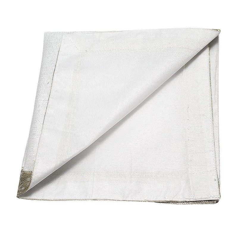 Generic My God Gift Puja Aasan Cloth Puja Chowki Altar Cloth for Home MandirTempleGodGoddess Silver 1 Count Silk 1 Piece  - Image 2