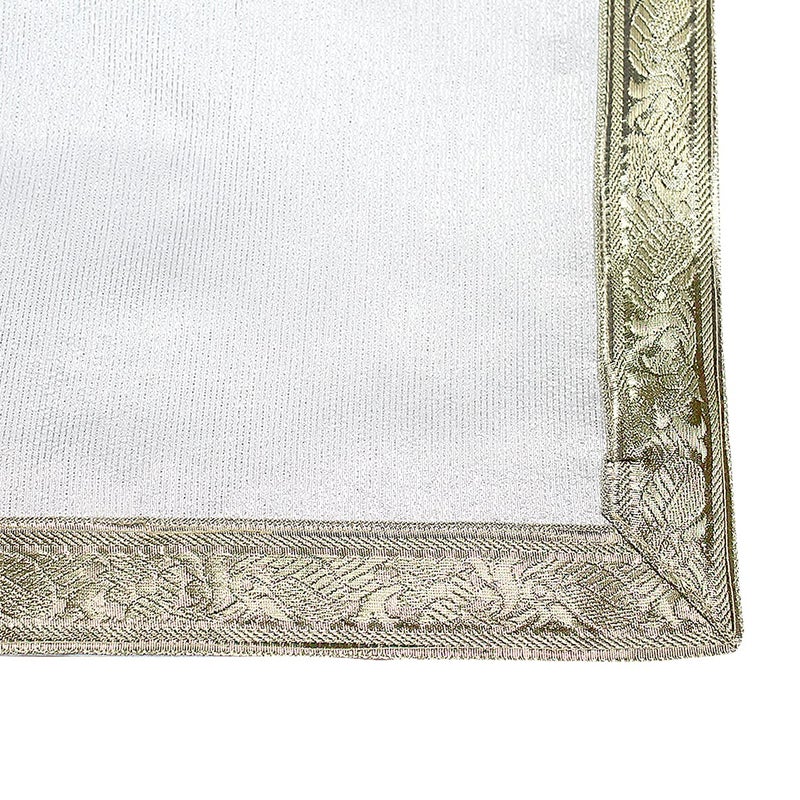 Generic My God Gift Puja Aasan Cloth Puja Chowki Altar Cloth for Home MandirTempleGodGoddess Silver 1 Count Silk 1 Piece  - Image 3
