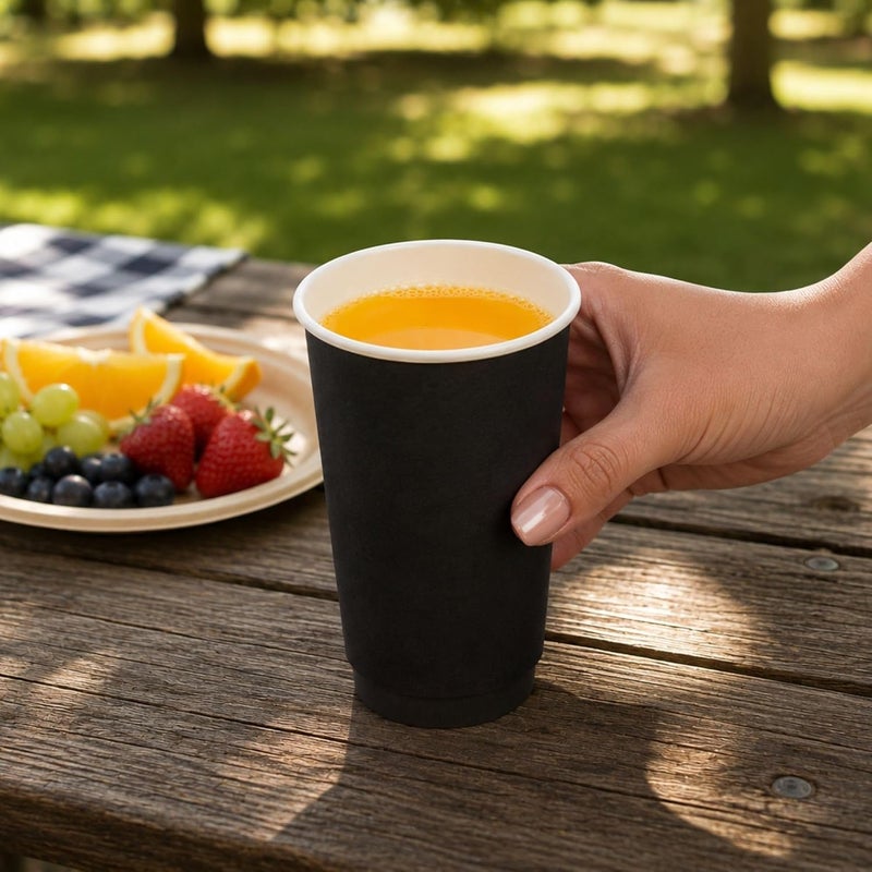 Restaurantware 500-CT Disposable Black 16-oz Hot Beverage Cups with Double Wall Design: No Need for Sleeves - Perfect for Cafes - Eco Friendly Recyclable Paper - Insulated - Wholesale Takeout Coffee Cup - Image 4